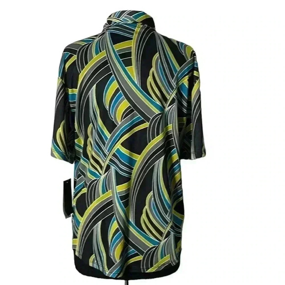 Kenneth Cole Abstract Art Deco Button Mesh Front Top Size XL - Picture 3 of 8